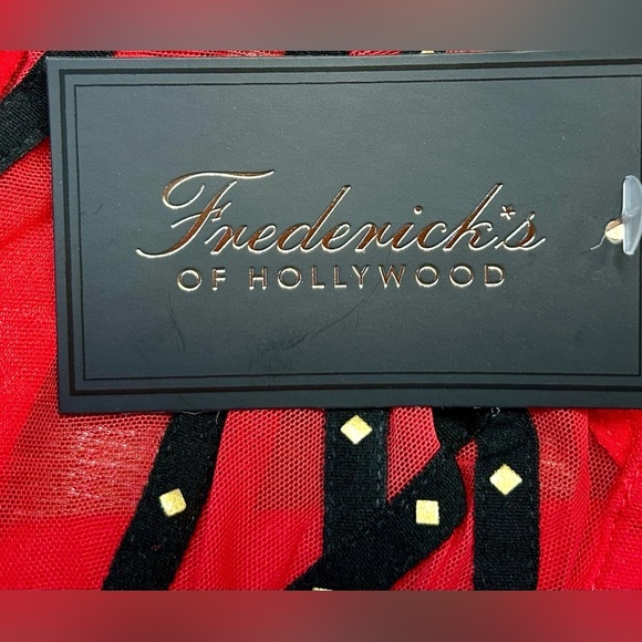 NWT Frederick's Of Hollywood Rozlyn Sheer Red Mesh and Stud Underwire Bra, 34DD - Picture 7 of 12